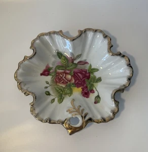 "Hermoso plato rosas con adornos dorados patrón floral vintage de Japón 8""" - Imagen 1 de 7