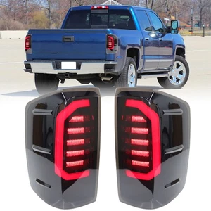 For Chevy Silverado 1500 2500HD 3500HD 2014-2017 2018 LED Tail Light Lamp Smoked - Picture 1 of 15