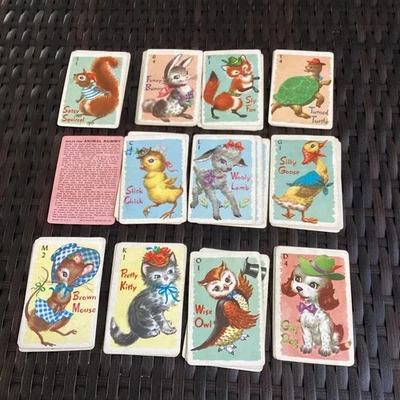 Juego de Cartas Whitman Niños Animal Rummy Años 60 De Colección #4112 Completo Sin Caja Foto 1 de 4