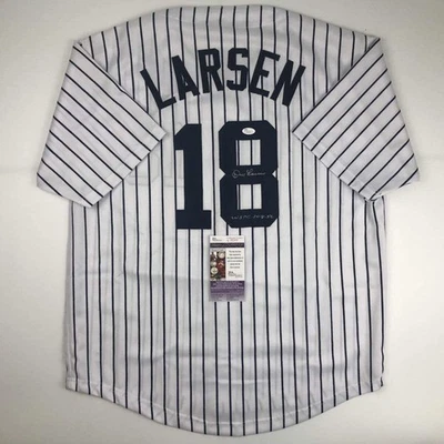 Autographed/Signed DON LARSEN New York Pinstripe Baseball Jersey JSA COA Auto - Image 1 of 4