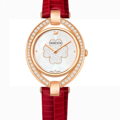 Reloj Swarovski Stella para mujer - oro rosa con correa de cuero rojo 5421822 Foto 1 de 2