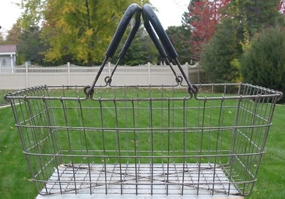 De Colección Alambre de Metal Acero Tienda General Cesta de Compras Manijas de Goma Primitivo XL Foto 1 de 4