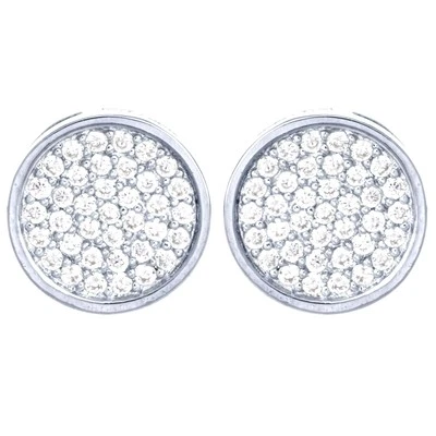 Brincos masculinos redondos folheados a ouro de dois tons Bling Hip Hop parafuso traseiro BE 012 - Imagem 1 de 3