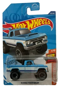 2020 Hot Wheels #152 Hot Trucks 7/10 '70 DODGE POWER WAGON Blue-White w/Gray Rim - Picture 1 of 2
