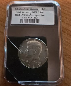 1964 90% Silber Kennedy Half Dollar ohne Münzzeichen ungeprüft - Bild 1 von 2