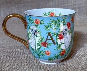 Anthropologie Lou Rota A Alpaca Blue Floral Coffee Mug Cup Whimsical Kitsch - Picture 1 of 8