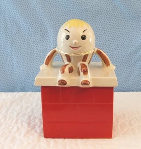 COOKIE JAR REGAL CHINA HUMPTY DUMPTY RED BRICK BASE GOLD TRIM - Picture 1 of 11