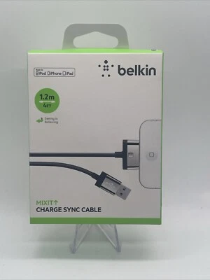 Belkin Mixit Charge Sync Cable 1.2m Black  4 foot cable iPod iPhone iPad Sealed - Image 1 of 2