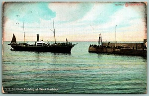SS St. Clair Entering Wick Harbor Scotland Caithness 1907 DB Postcard J10 - Picture 1 of 2