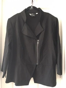 SA by SETH AARON Ponte Knit Jacket w/Side Zipper Detail BLACK 22W   A258819 - Picture 1 of 2