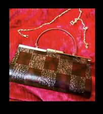 Faux Snake skin handbag/clutch bag 9.5”x5”,optional Shoulder Chain Strap,NEW