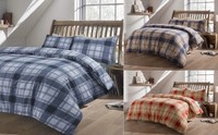 230CMX220CM TARTAN CHECK TERRACOTTA TEAL BRUSHED COTTON KING SIZE DUVET COVER