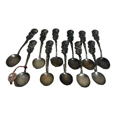 Juego de 11 cucharas de café vintage Antiko 100 plata Bon-Bon mango rosa Alemania Foto 1 de 4