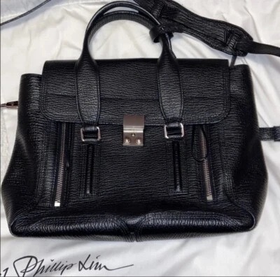 3.1 Pillip Lim Medium Pashli Satchel Handbag Black/Silver - Image 1 of 4