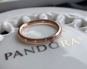 Authentic Pandora Simple Sparkling Band Ring #180945CZ - Picture 1 of 5