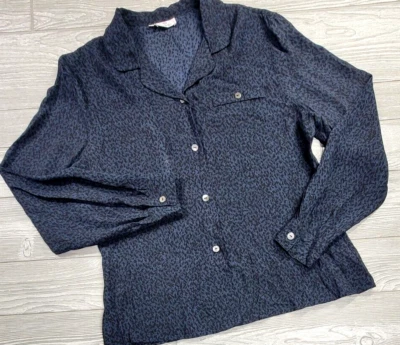 Top con botones Zanella para mujer 10 azul negro estampado de guepardo transparente manga larga Italia Foto 1 de 4