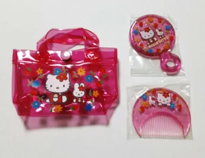 Hello Kitty Mirror Comb Set Mini Size Bag Old SANRIO Retro Cute Rare 2001 - Picture 1 of 10