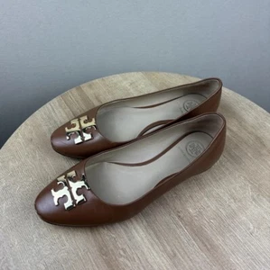 Tory Burch Raleigh Leder Ballerinas Slipper braun Logo klassisch 6,5 M elegant - Bild 1 von 10