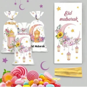 50pcs Blessing Candy Bags, Holiday Plastic Gift Bags With Gradient Design Featur - Picture 1 of 10