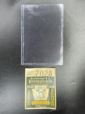 Pegatina de inspección Pennsylvania 1948-1949 con soporte Pa de colección coche camión sin emitir Foto 1 de 3
