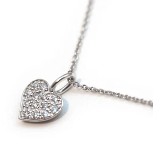 Collar ROBERTO COIN Nuevo Pequeño Tesoro Diamante y Oro Blanco 18K Corazón 18" - Imagen 1 de 8