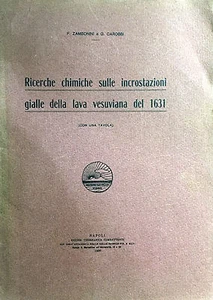RICERCHE CHIMICHE SULLE INCROSTAZIONI GIALLE DELLA LAVA VESUVIANA DEL 1631 - Imagen 1 de 1