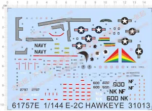 1/144 U.S NAVY CVW-14 E-2C Hawkeye Air Early Warning decalcomania scivolo acqua modello AEW - Foto 1 di 1