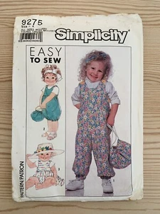 Vintage SIMPLICITY 9275 Sewing Pattern Romper Suit Size A Toddlers UNCUT - Picture 1 of 2