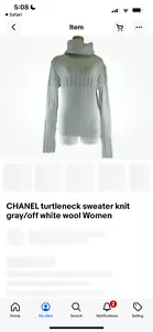 CHANEL turtleneck sweater knit gray/off white wool Women - Picture 1 of 1