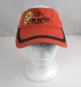 Vintage N.B. Orange With Floral & Butterflies Design Women's Embroidered Visor - Picture 1 of 7