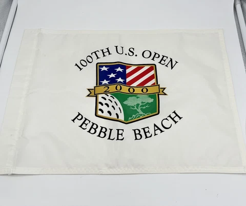 2000 U.S. US Open Golf Pin Flag Tiger Woods Wins Pebble Beach PGA Rare Cover