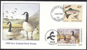 NEW ZEALAND 1998 Game Bird Habitat $10 Canada Geese on FDC - Picture 1 of 1