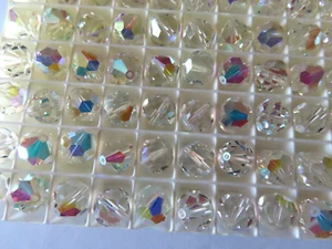 24 Swarovski vintage (retired cut) round tapered end bead 10mm Crystal AB. #5300 - Picture 1 of 2