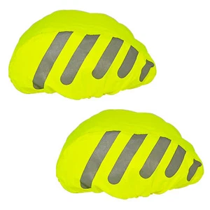 2x Helmüberzug Fahrradhelm Regenschutz Regenhaube Regenüberzug Sichtbarkeit NEON - Bild 1 von 5