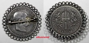 Austria Francisco José I Plata 1915 1 Corona Pin Broche KM# 2820 (11 285) - Imagen 1 de 4