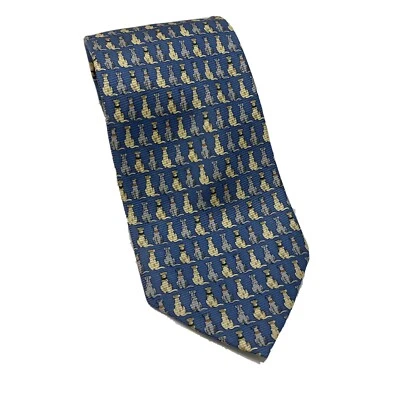 Corbata de seda Bijoux Terner para hombre hecha a mano. Gráficos de perro pequeño. Ropa de trabajo, informal Foto 1 de 4