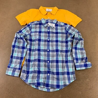 The Children's Place Boys Size XL (14) Blue Plaid Long Sleeve & Yellow Polo NWT - Image 1 of 4
