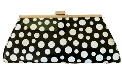 Neiman Marcus Polka Dot Black and White Retro Patent Leather Crossbody Handbag - Image 1 of 4