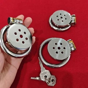 Male Edelstahl Peniskäfig Mit Tube Keuschheitskäfig Flat Chastity Cage Device SM - Bild 1 von 49