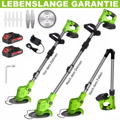 Elektro Akku-Rasentrimmer mit 2 Akku und Ladegerät Faltbar Motorsense - Bild 1 von 4