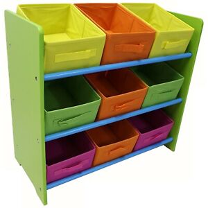 eHemco 3 Tier Toy Storage Unit with 9 Removable Fabric Bins