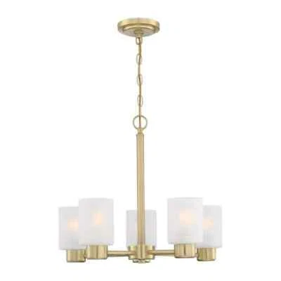 Westinghouse Sylvestre 5-Light Champagne Gold Brass Chandelier w/ Glass Shades - Image 1 of 4
