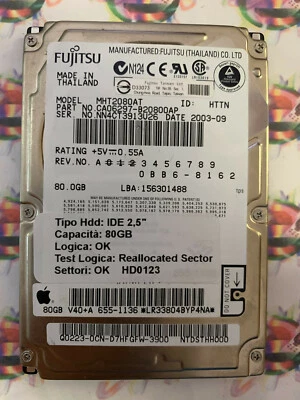 Hard Disk Usato IDE 2,5" 80GB FUJITSU MHT2080AT CA06297-B20800AP 2003-09 - Immagine 1 di 4