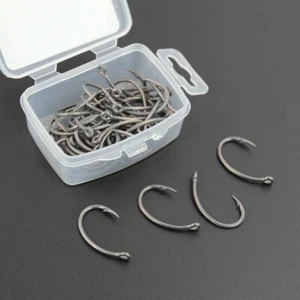 with Box 8011 Durable Stainless Steel Fishing Hooks Barbed Hooks Carp Fishing - Picture 1 of 13