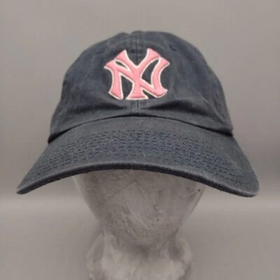 Cooperstown Collection NY Yankee Blue Hat Pink Logo, Adjustable Strapback Cap - Image 1 of 4