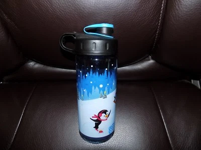 Cool Gear Penguins skating Water Bottle BPA Free 16oz Blue NEW  - Image 1 of 3