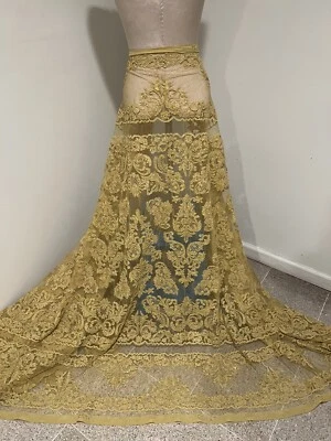 "Tela de encaje nupcial con cuentas de lentejuelas bordadas con cordón dorado 50"" ancho 1 yarda" Foto 1 de 4