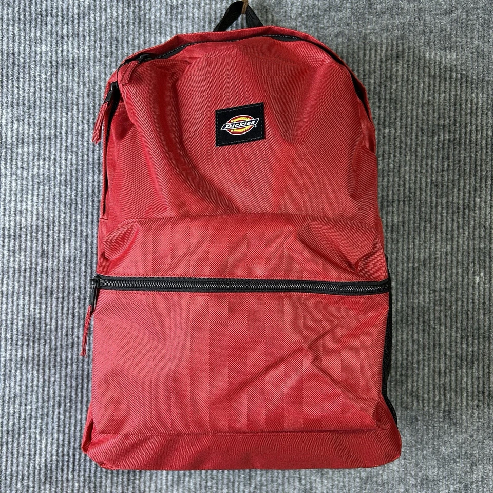 Nueva Mochila Dickies Roja 2 Bolsillos Botella de Agua Bolsillo Lateral Escuela Todos los Días Foto 1 de 4