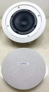 4 Pcs - QSC AC-C4T-NB - 4.5" 70 or 100V In-Ceiling Satellite Speakers - WHITE - Picture 1 of 7