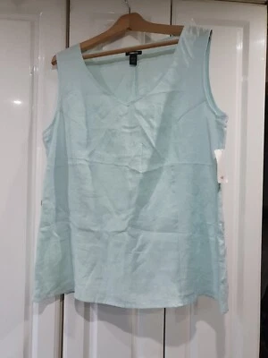 H&M B B Blue Sleeveless Linen Top Size UK 20 New - Image 1 of 4